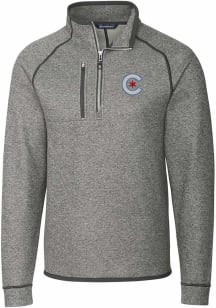 Cutter and Buck Chicago Cubs Mens Grey City Connect Mainsail Long Sleeve 1/4 Zip Pullover