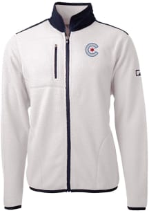 Cutter and Buck Chicago Cubs Mens White City Connect Cascade Sherpa Light Weight Jacket
