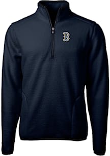 Cutter and Buck Boston Red Sox Mens Navy Blue City Connect Cascade Sherpa Long Sleeve Qtr Zip Pull..