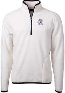 Cutter and Buck Chicago Cubs Mens White City Connect Cascade Sherpa Long Sleeve 1/4 Zip Pullover