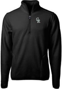Cutter and Buck Colorado Rockies Mens Black City Connect Cascade Sherpa Long Sleeve 1/4 Zip Pull..