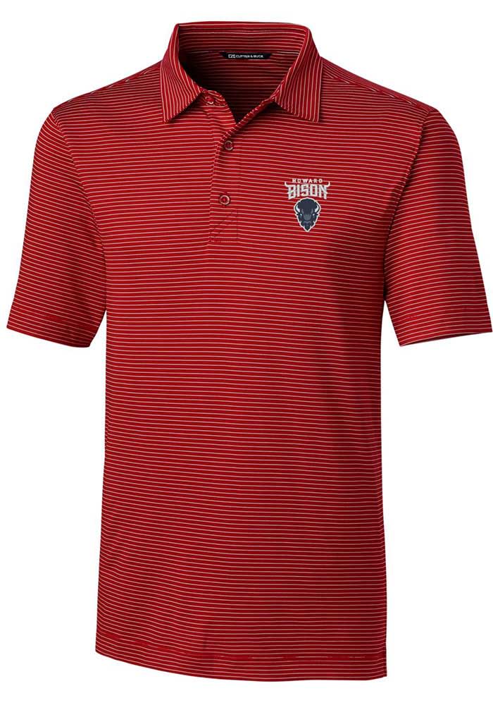 Cutter and Buck Howard Bison Mens Red Forge Pencil Stripe Big and Tall Polos Shirt