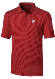 Cutter and Buck Wisconsin Badgers Mens Red Forge Pencil Stripe Big and Tall Polos Shirt