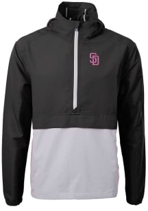 Cutter and Buck San Diego Padres Mens Black City Connect Charter Eco Pullover Jackets