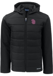 Cutter and Buck San Diego Padres Mens Black City Connect Evoke Hood Heavyweight Jacket