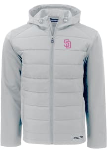 Cutter and Buck San Diego Padres Mens Grey City Connect Evoke Hood Heavyweight Jacket