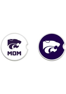 White K-State Wildcats Mom Set of 2 Car Coaster