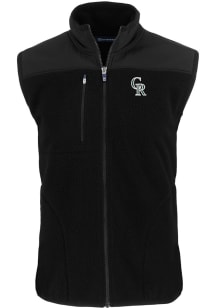 Cutter and Buck Colorado Rockies Mens Black City Connect Cascade Sherpa Sleeveless Jacket