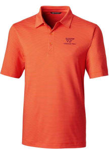Cutter and Buck Virginia Tech Hokies Mens Orange Forge Pencil Stripe Big and Tall Polos Shirt