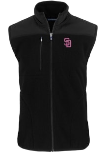 Cutter and Buck San Diego Padres Mens Black City Connect Cascade Sherpa Sleeveless Jacket