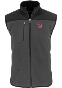 Cutter and Buck San Diego Padres Mens Grey City Connect Cascade Sherpa Sleeveless Jacket