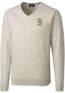 Cutter and Buck Boston Red Sox Mens Oatmeal City Connect Lakemont Long Sleeve Sweater
