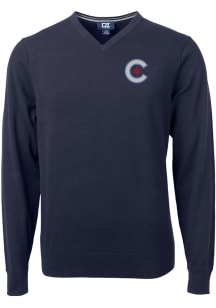 Cutter and Buck Chicago Cubs Mens Navy Blue City Connect Lakemont Long Sleeve Sweater