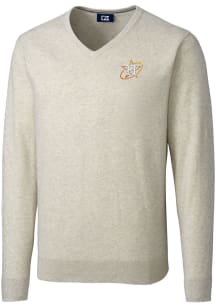 Cutter and Buck Houston Astros Mens Oatmeal City Connect Lakemont Long Sleeve Sweater