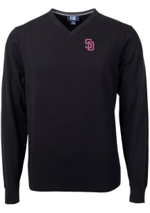 Cutter and Buck San Diego Padres Mens Black City Connect Lakemont Long Sleeve Sweater