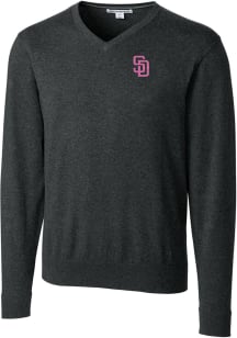 Cutter and Buck San Diego Padres Mens Charcoal City Connect Lakemont Long Sleeve Sweater