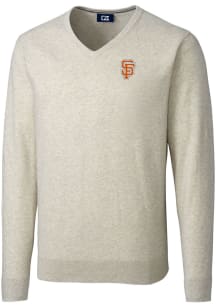 Cutter and Buck San Francisco Giants Mens Oatmeal City Connect Lakemont Long Sleeve Sweater