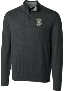 Cutter and Buck Boston Red Sox Mens Charcoal City Connect Lakemont Long Sleeve 1/4 Zip Pullover