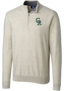 Cutter and Buck Colorado Rockies Mens Oatmeal City Connect Lakemont Long Sleeve 1/4 Zip Pullover