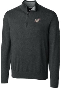 Cutter and Buck Washington Nationals Mens Charcoal City Connect Lakemont Long Sleeve 1/4 Zip Pul..