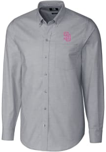 Cutter and Buck San Diego Padres Mens Charcoal City Connect Stretch Oxford Long Sleeve Dress Shi..