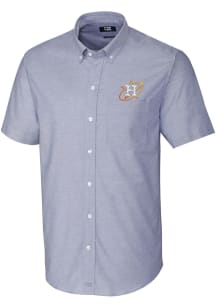 Cutter and Buck Houston Astros Mens Light Blue City Connect Oxford Short Sleeve Dress Shirt