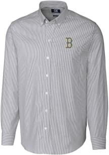 Cutter and Buck Boston Red Sox Mens Charcoal City Connect Stretch Oxford Stripe Long Sleeve Dres..