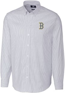 Cutter and Buck Boston Red Sox Mens Light Blue City Connect Stretch Oxford Stripe Long Sleeve Dr..