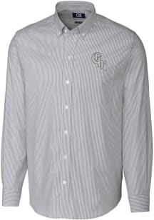 Cutter and Buck Chicago White Sox Mens Charcoal City Connect Stretch Oxford Stripe Long Sleeve D..