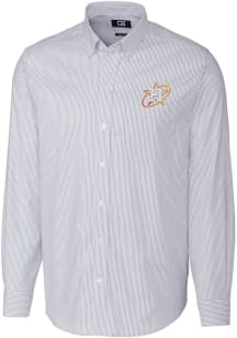 Cutter and Buck Houston Astros Mens Light Blue City Connect Stretch Oxford Stripe Long Sleeve Dr..
