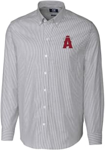 Cutter and Buck Los Angeles Angels Mens Charcoal City Connect Stretch Oxford Stripe Long Sleeve ..