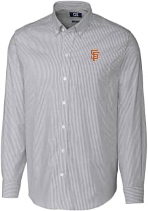 Cutter and Buck San Francisco Giants Mens Charcoal City Connect Stretch Oxford Stripe Long Sleev..
