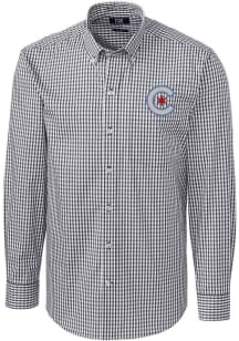 Cutter and Buck Chicago Cubs Mens Charcoal City Connect Easy Care Long Sleeve Dress Shirt