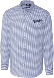 Cutter and Buck Los Angeles Dodgers Mens Blue City Connect Easy Care Long Sleeve Dress Shirt