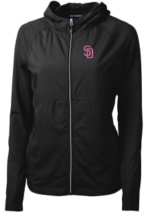 Cutter and Buck San Diego Padres Womens Black City Connect Adapt Eco Light Weight Jacket