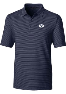 Cutter and Buck BYU Cougars Mens Navy Blue Forge Pencil Stripe Big and Tall Polos Shirt