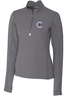 Cutter and Buck Chicago Cubs Womens Grey City Connect Traverse 1/4 Zip Pullover