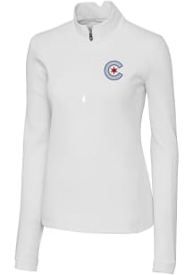 Cutter and Buck Chicago Cubs Womens White City Connect Traverse 1/4 Zip Pullover