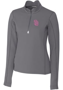 Cutter and Buck San Diego Padres Womens Grey City Connect Traverse 1/4 Zip Pullover