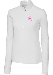 Cutter and Buck San Diego Padres Womens White City Connect Traverse 1/4 Zip Pullover