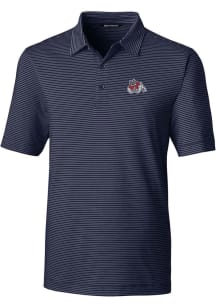 Cutter and Buck Fresno State Bulldogs Mens Navy Blue Forge Pencil Stripe Big and Tall Polos Shir..