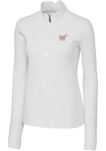 Cutter and Buck Washington Nationals Womens White City Connect Traverse 1/4 Zip Pullover