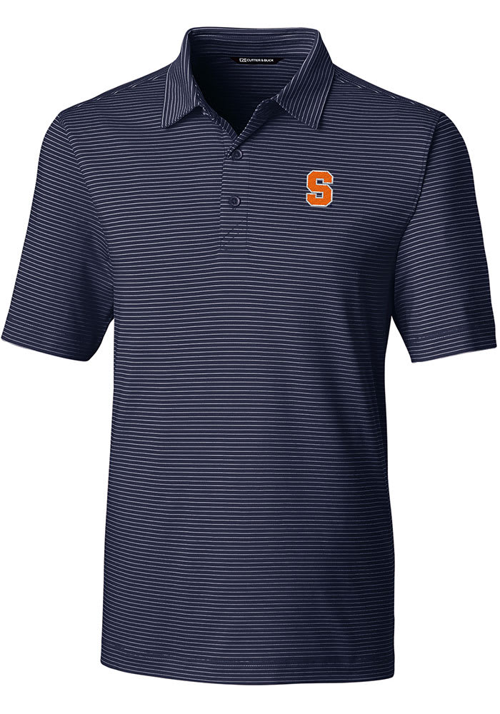 Cutter and Buck Syracuse Orange Mens Navy Blue Forge Pencil Stripe Big and Tall Polos Shirt