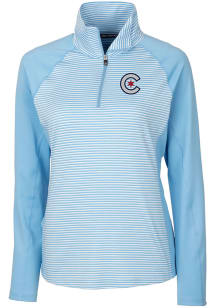 Cutter and Buck Chicago Cubs Womens Light Blue City Connect Forge 1/4 Zip Pullover