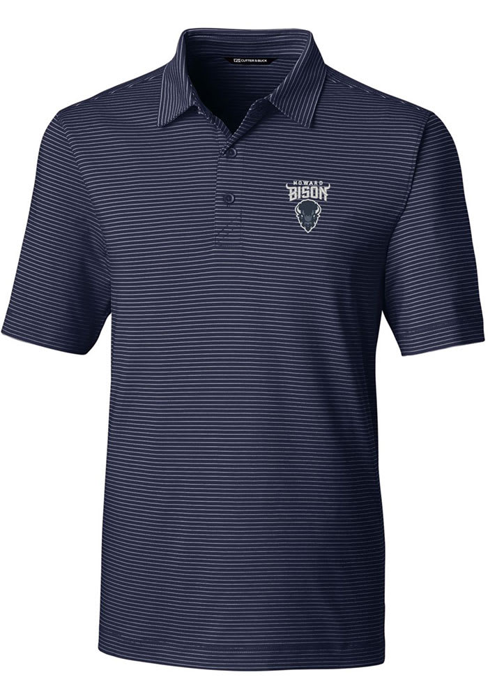 Cutter and Buck Howard Bison Mens Navy Blue Forge Pencil Stripe Big and Tall Polos Shirt