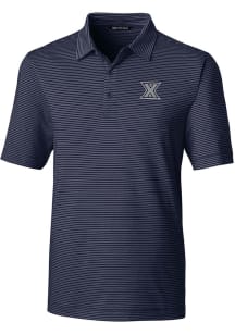 Cutter and Buck Xavier Musketeers Mens Navy Blue Forge Pencil Stripe Big and Tall Polos Shirt