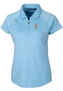Cutter and Buck Boston Red Sox Womens Light Blue City Connect Forge Short Sleeve Polo Shirt