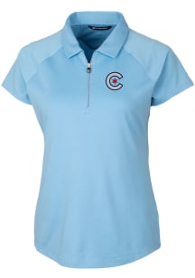Cutter and Buck Chicago Cubs Womens Light Blue City Connect Forge Short Sleeve Polo Shirt