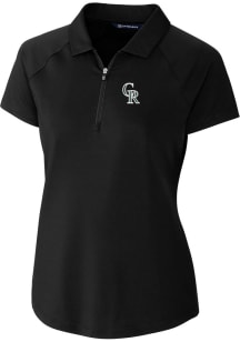 Cutter and Buck Colorado Rockies Womens Black City Connect Forge Short Sleeve Polo Shirt