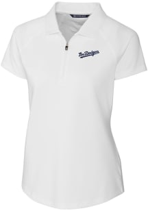 Cutter and Buck Los Angeles Dodgers Womens White City Connect Forge Short Sleeve Polo Shirt